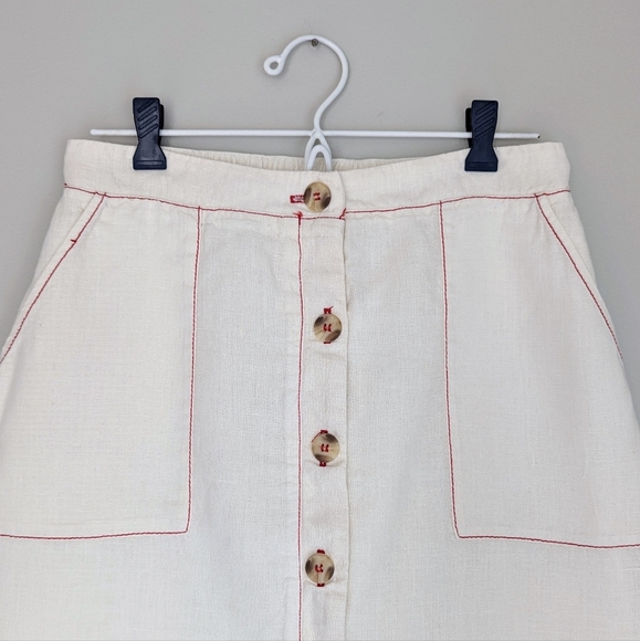 🇺🇸 Anthropologie Amadi 100% Linen Mini Skirt Made In USA - Picture 4 of 8